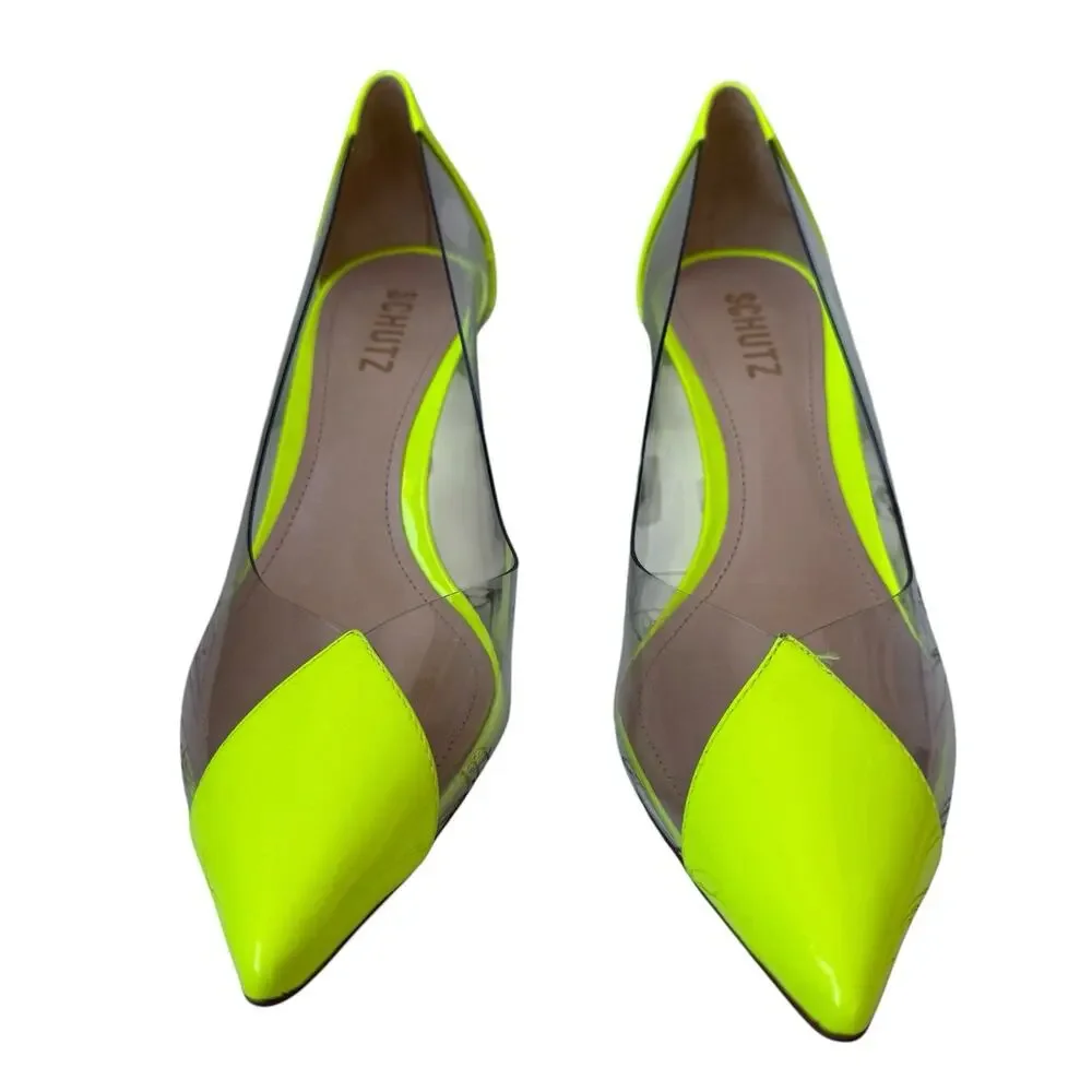Schutz 250061 Womens Garthy Pointy Toe Pump Neon Yellow Size 8.5 B